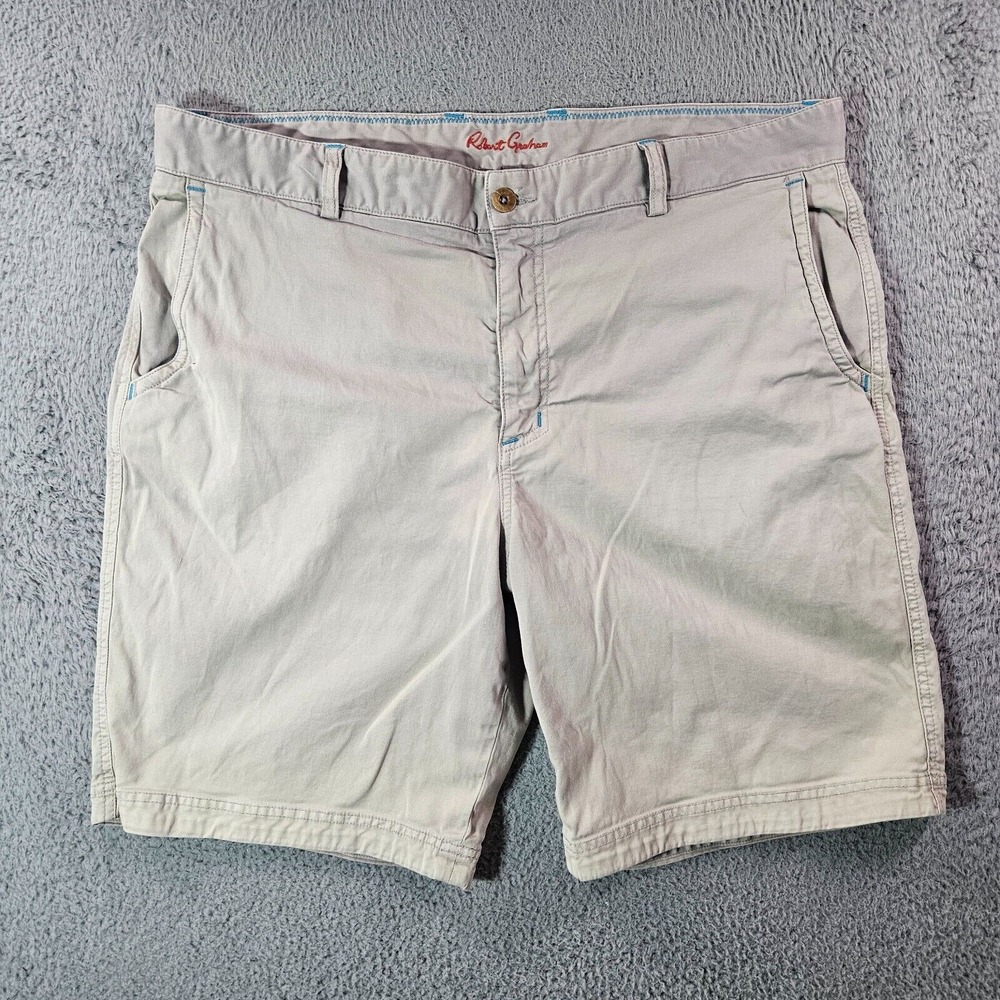 Robert Graham Chino Short Men 40 Inseam 10" Classic Fit Khaki Gray